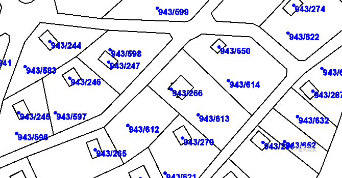 Parcela st. 943/266 v KÚ Velká Chuchle, Katastrální mapa