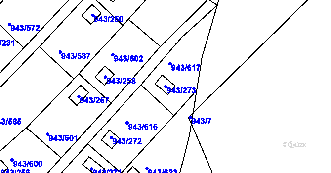 Parcela st. 943/273 v KÚ Velká Chuchle, Katastrální mapa
