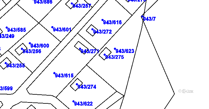 Parcela st. 943/275 v KÚ Velká Chuchle, Katastrální mapa