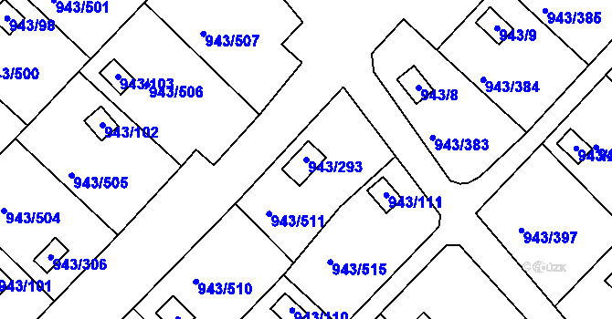 Parcela st. 943/293 v KÚ Velká Chuchle, Katastrální mapa