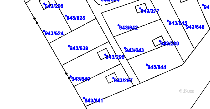 Parcela st. 943/296 v KÚ Velká Chuchle, Katastrální mapa