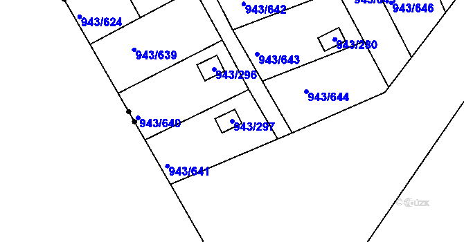 Parcela st. 943/297 v KÚ Velká Chuchle, Katastrální mapa