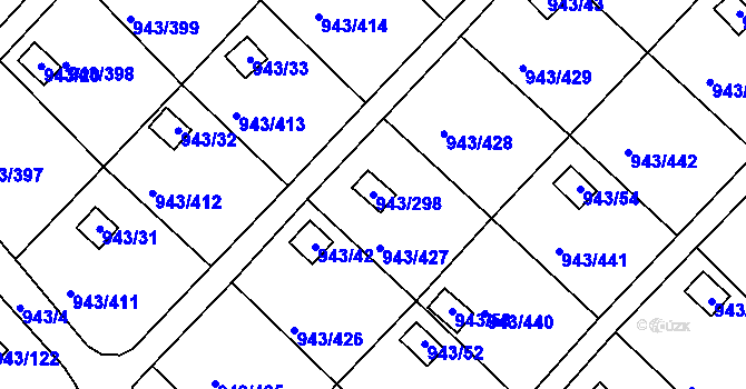Parcela st. 943/298 v KÚ Velká Chuchle, Katastrální mapa