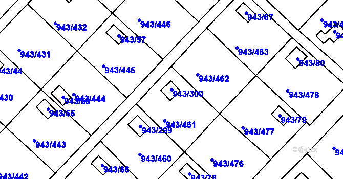 Parcela st. 943/300 v KÚ Velká Chuchle, Katastrální mapa