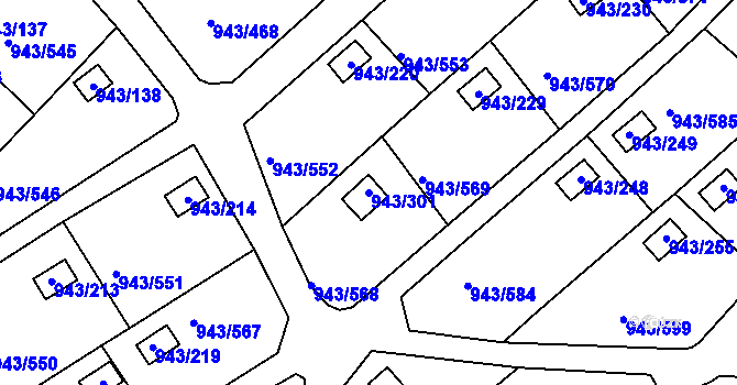 Parcela st. 943/301 v KÚ Velká Chuchle, Katastrální mapa