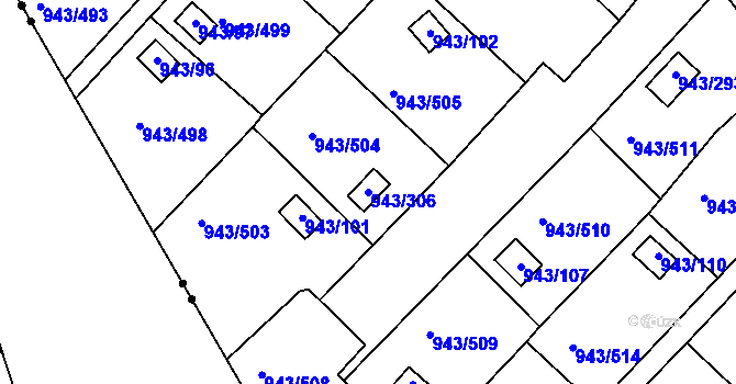 Parcela st. 943/306 v KÚ Velká Chuchle, Katastrální mapa