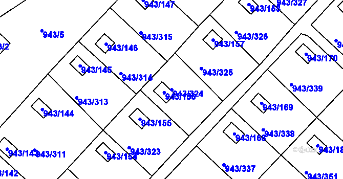 Parcela st. 943/324 v KÚ Velká Chuchle, Katastrální mapa