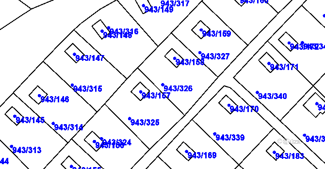 Parcela st. 943/326 v KÚ Velká Chuchle, Katastrální mapa
