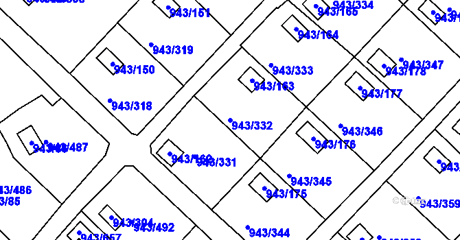 Parcela st. 943/332 v KÚ Velká Chuchle, Katastrální mapa