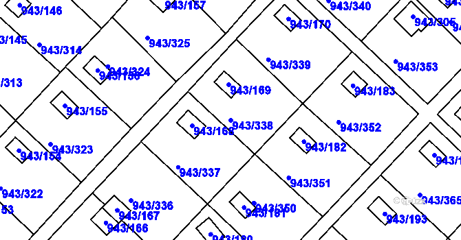 Parcela st. 943/338 v KÚ Velká Chuchle, Katastrální mapa