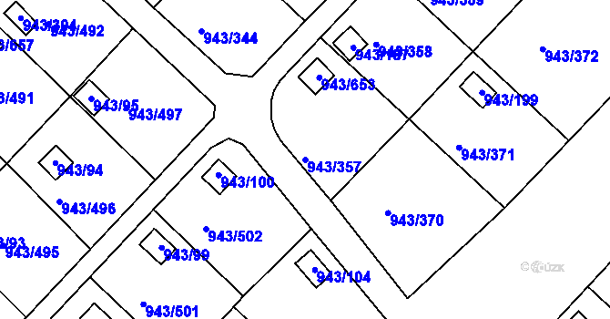 Parcela st. 943/357 v KÚ Velká Chuchle, Katastrální mapa