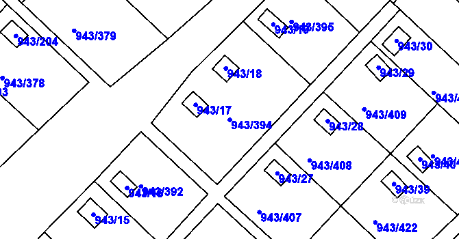 Parcela st. 943/394 v KÚ Velká Chuchle, Katastrální mapa