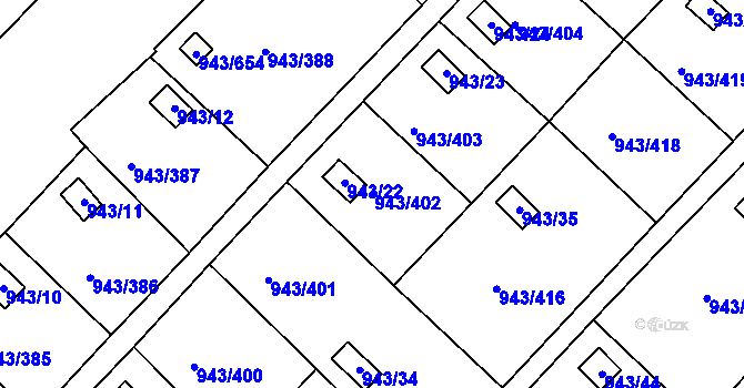 Parcela st. 943/402 v KÚ Velká Chuchle, Katastrální mapa