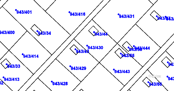Parcela st. 943/430 v KÚ Velká Chuchle, Katastrální mapa