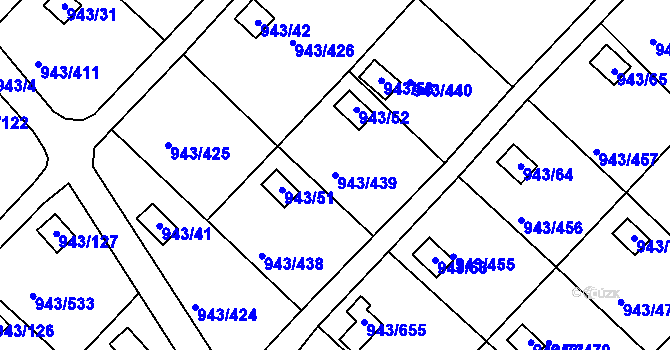 Parcela st. 943/439 v KÚ Velká Chuchle, Katastrální mapa