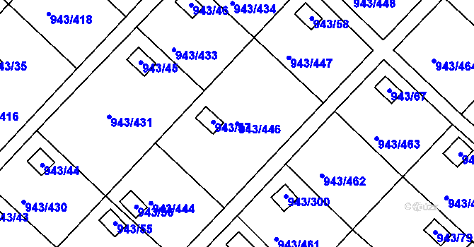 Parcela st. 943/446 v KÚ Velká Chuchle, Katastrální mapa
