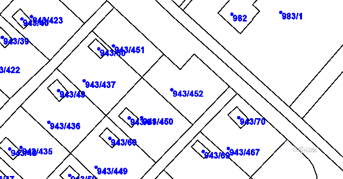 Parcela st. 943/452 v KÚ Velká Chuchle, Katastrální mapa