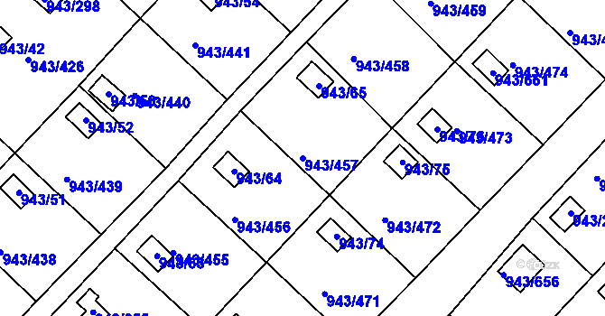 Parcela st. 943/457 v KÚ Velká Chuchle, Katastrální mapa