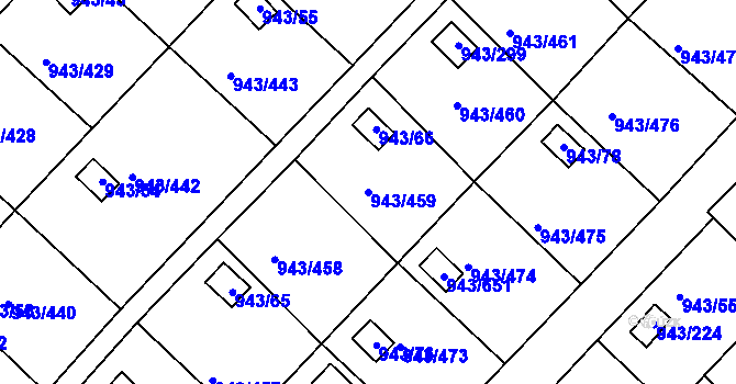 Parcela st. 943/459 v KÚ Velká Chuchle, Katastrální mapa
