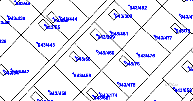 Parcela st. 943/460 v KÚ Velká Chuchle, Katastrální mapa