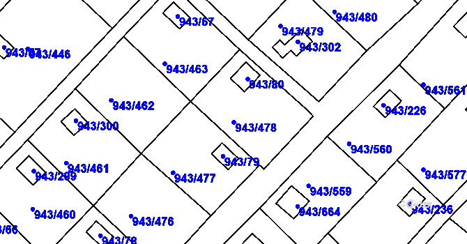 Parcela st. 943/478 v KÚ Velká Chuchle, Katastrální mapa