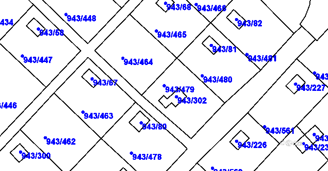Parcela st. 943/479 v KÚ Velká Chuchle, Katastrální mapa