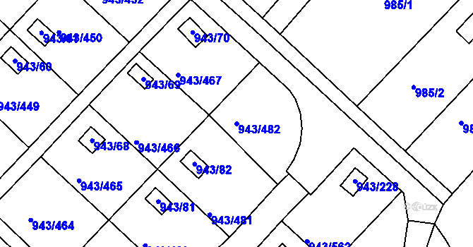 Parcela st. 943/482 v KÚ Velká Chuchle, Katastrální mapa