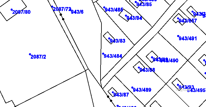 Parcela st. 943/484 v KÚ Velká Chuchle, Katastrální mapa