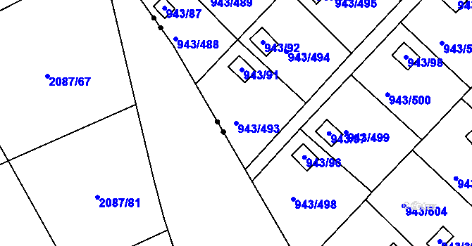 Parcela st. 943/493 v KÚ Velká Chuchle, Katastrální mapa