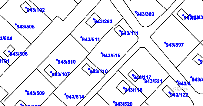 Parcela st. 943/515 v KÚ Velká Chuchle, Katastrální mapa