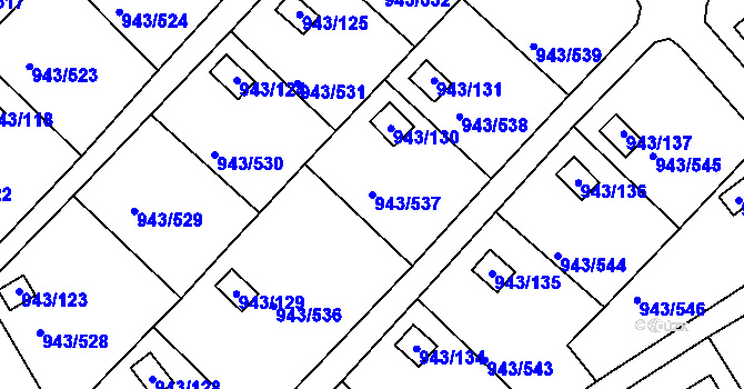 Parcela st. 943/537 v KÚ Velká Chuchle, Katastrální mapa