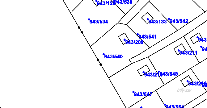 Parcela st. 943/540 v KÚ Velká Chuchle, Katastrální mapa