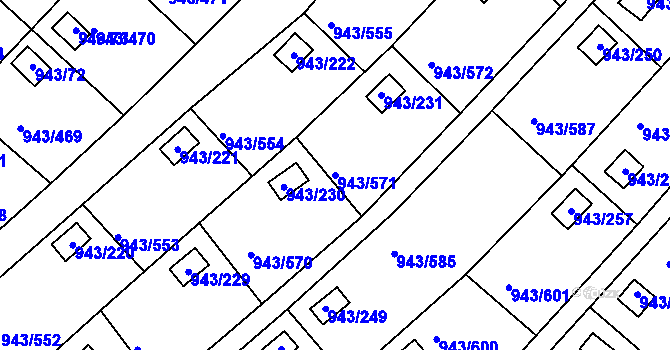 Parcela st. 943/571 v KÚ Velká Chuchle, Katastrální mapa
