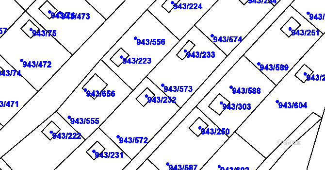 Parcela st. 943/573 v KÚ Velká Chuchle, Katastrální mapa
