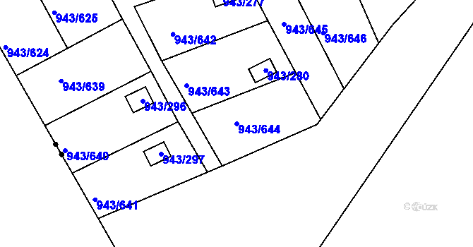 Parcela st. 943/644 v KÚ Velká Chuchle, Katastrální mapa