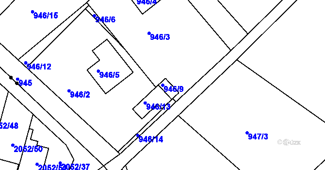 Parcela st. 946/9 v KÚ Velká Chuchle, Katastrální mapa