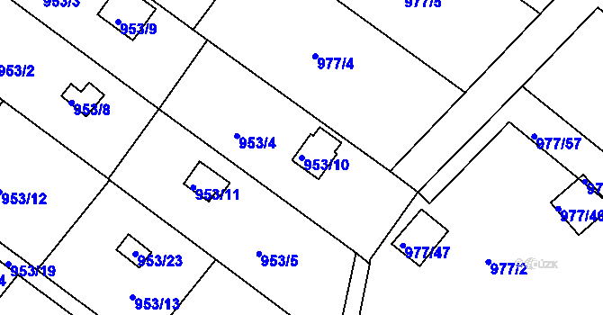 Parcela st. 953/10 v KÚ Velká Chuchle, Katastrální mapa