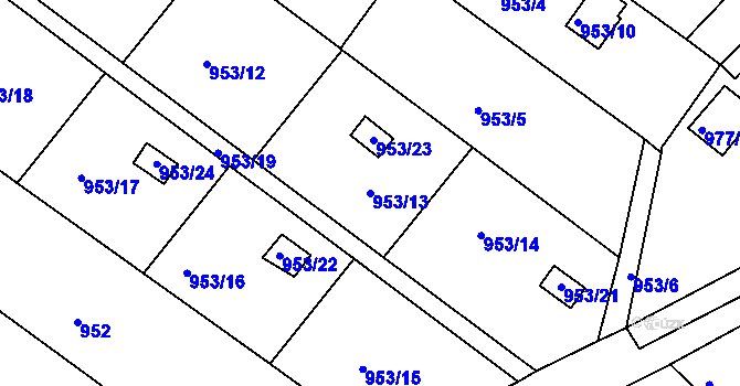 Parcela st. 953/13 v KÚ Velká Chuchle, Katastrální mapa