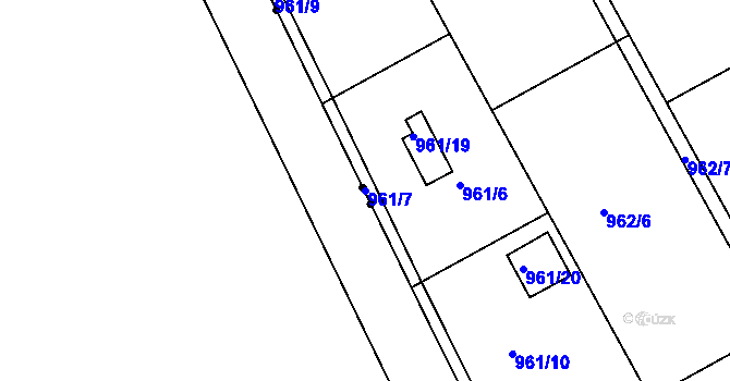 Parcela st. 961/7 v KÚ Velká Chuchle, Katastrální mapa