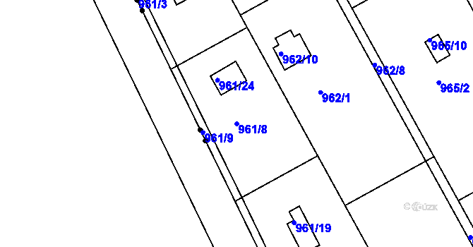Parcela st. 961/8 v KÚ Velká Chuchle, Katastrální mapa