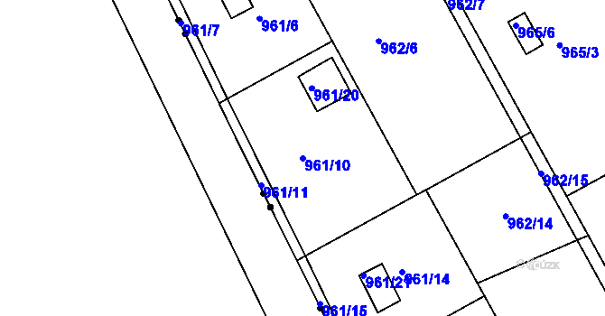 Parcela st. 961/10 v KÚ Velká Chuchle, Katastrální mapa