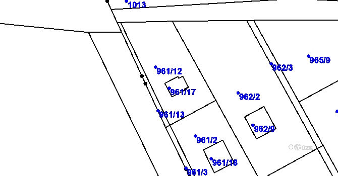 Parcela st. 961/17 v KÚ Velká Chuchle, Katastrální mapa