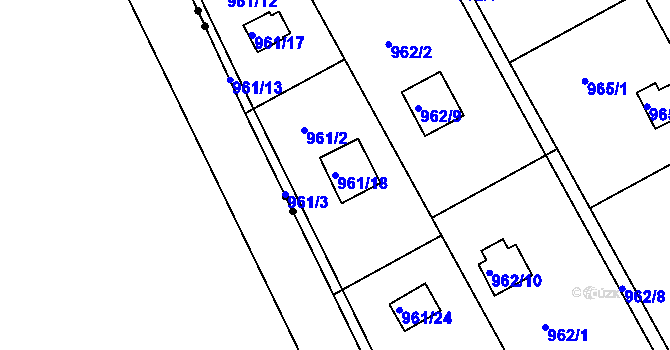 Parcela st. 961/18 v KÚ Velká Chuchle, Katastrální mapa