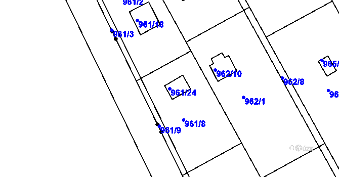 Parcela st. 961/24 v KÚ Velká Chuchle, Katastrální mapa