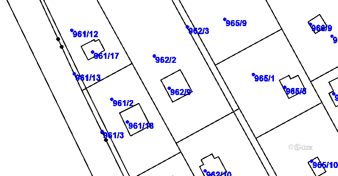 Parcela st. 962/9 v KÚ Velká Chuchle, Katastrální mapa