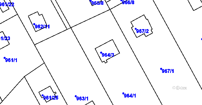 Parcela st. 964/3 v KÚ Velká Chuchle, Katastrální mapa