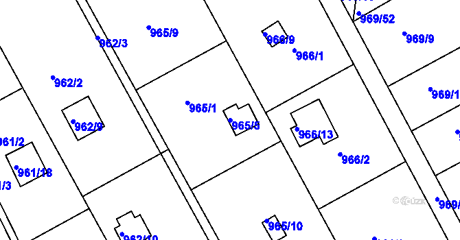 Parcela st. 965/5 v KÚ Velká Chuchle, Katastrální mapa