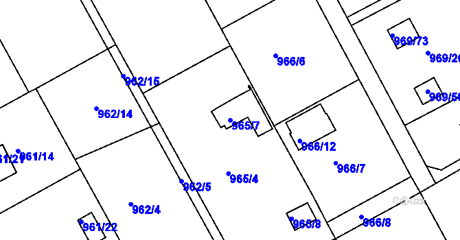 Parcela st. 965/7 v KÚ Velká Chuchle, Katastrální mapa