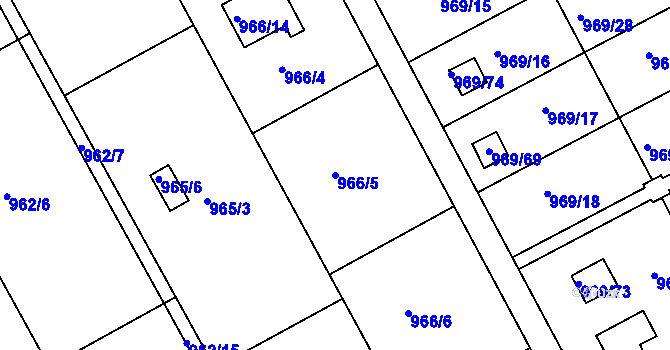 Parcela st. 966/5 v KÚ Velká Chuchle, Katastrální mapa