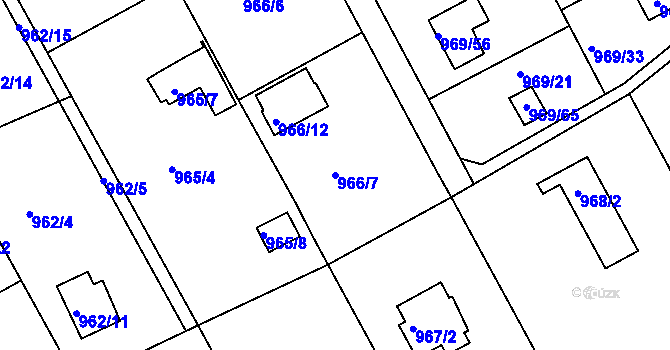 Parcela st. 966/7 v KÚ Velká Chuchle, Katastrální mapa